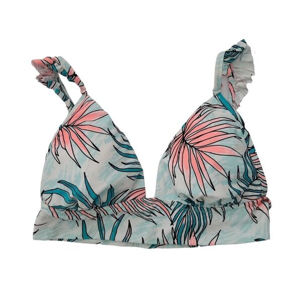 NWT Salt + Cove Palm Printed Ruffled Bikini Swim Top - Picture 2 of 4